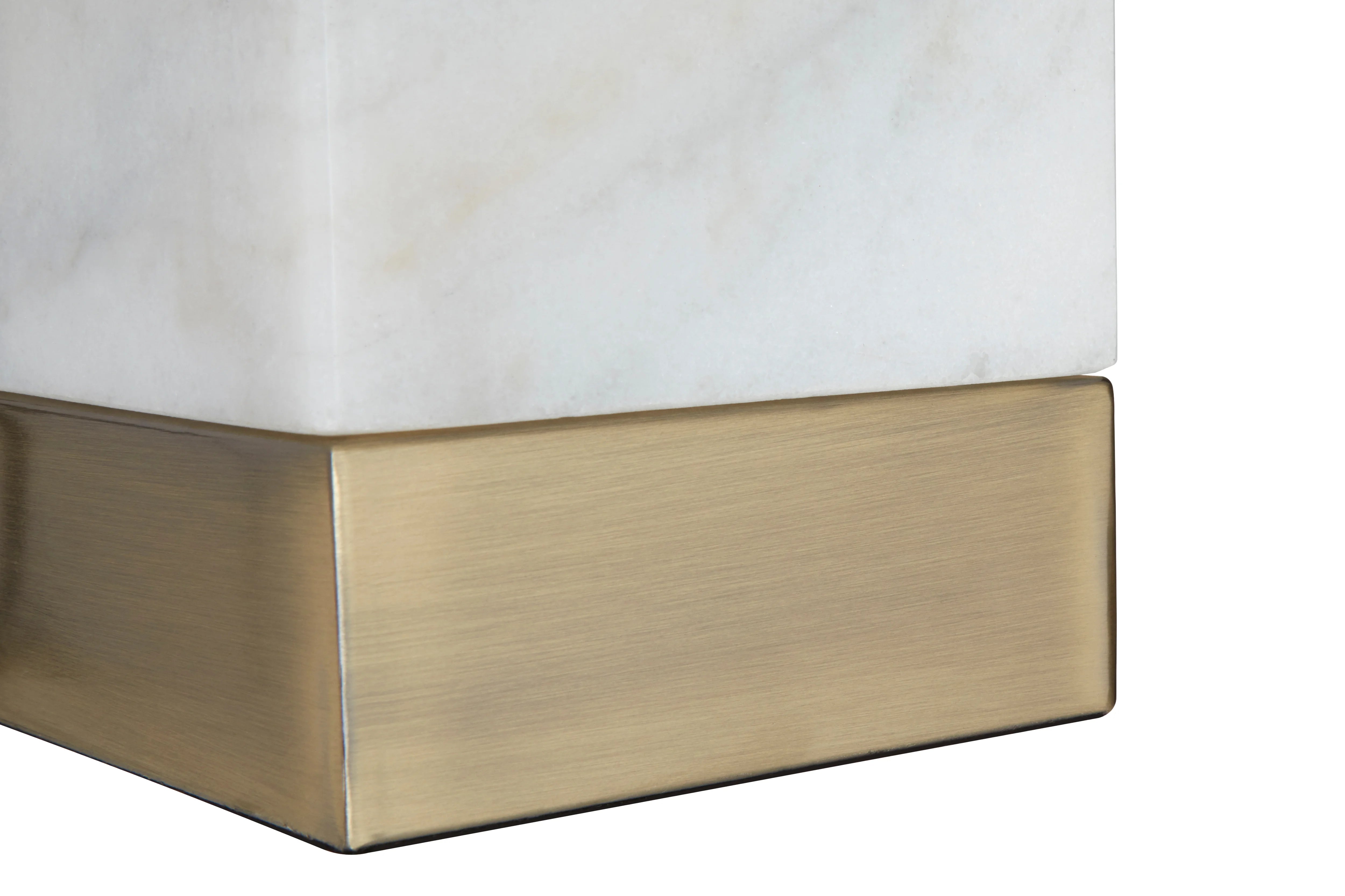 Guston White Marble & Gold Table Lamp with Cream Shade